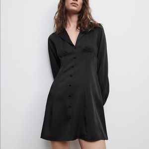 Zara Black Satin Effect Mini Dress